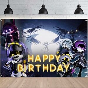Murder Drones Birthday Wall Banner with Characters Uzi, N and V!